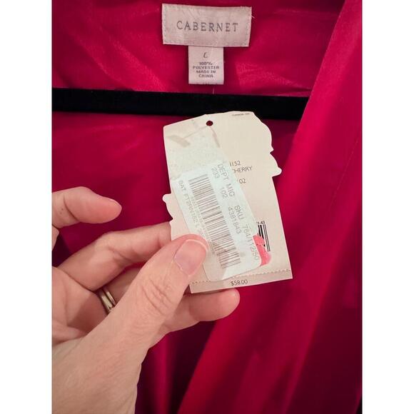 NWT Cabernet Red Belted Long Sleeve Kimono Robe Size Large - Picture 7 of 7